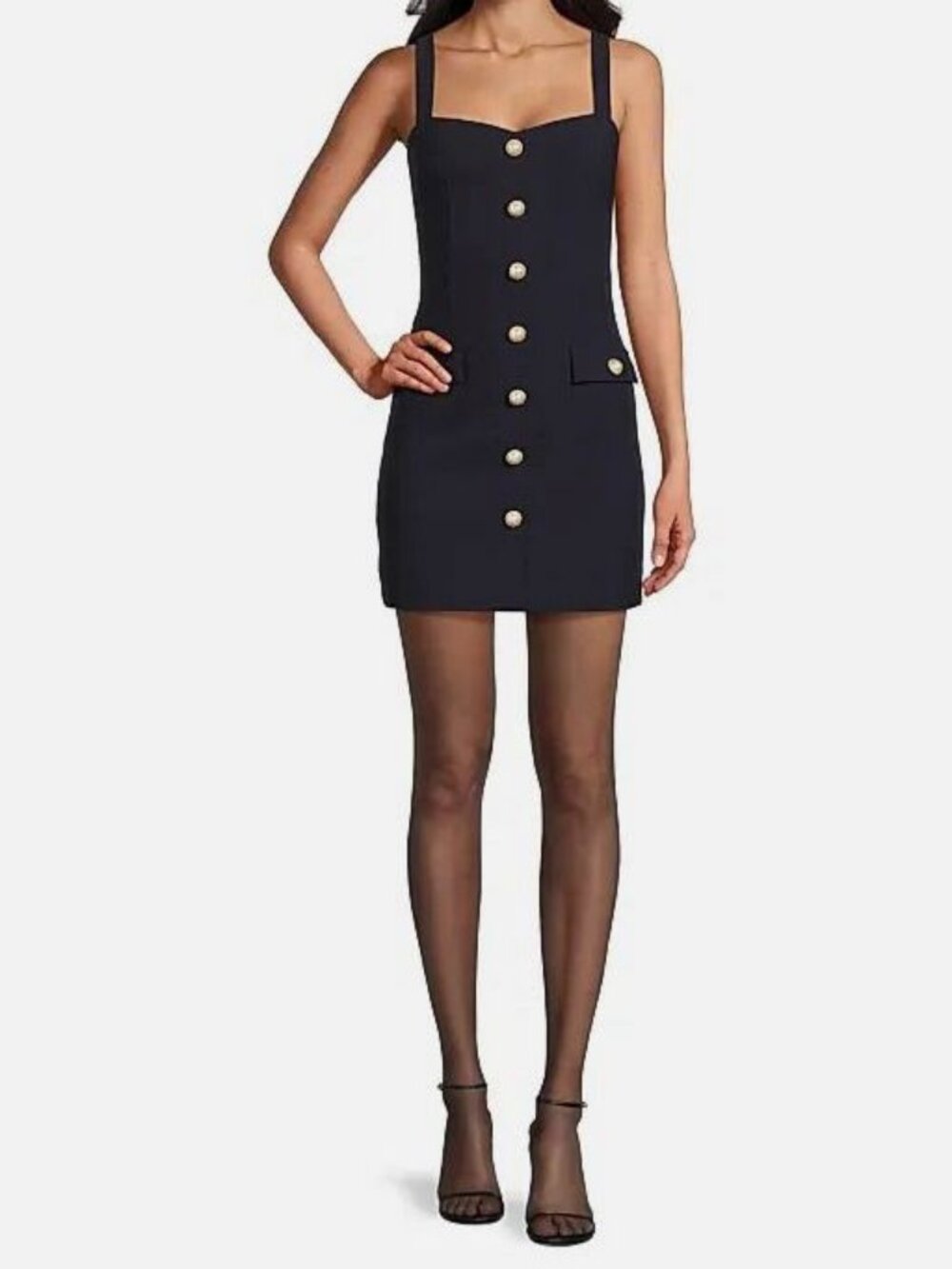 Likely Women's Blue Brooks Sweetheart Neck Button Front Mini Dress Size 4